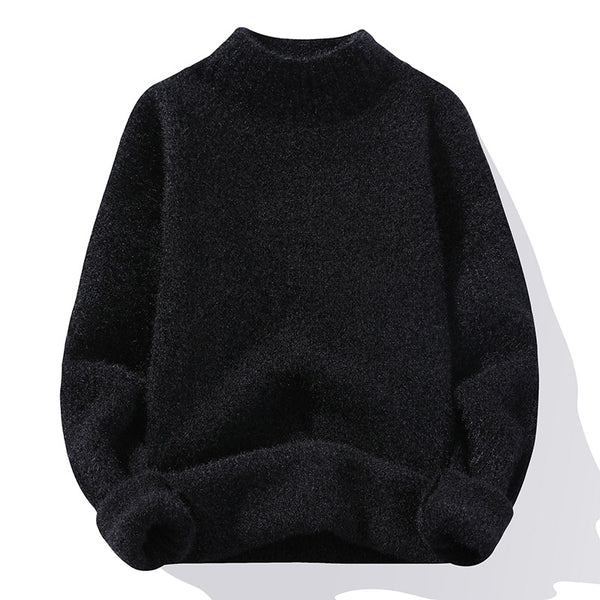 Fashionable Casual Solid-Color Crew-Neck Loose Knitted Pullover Sweater