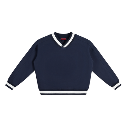 Waran V-Neck Contrast Collar Boxy Sweatshirt 380GSM