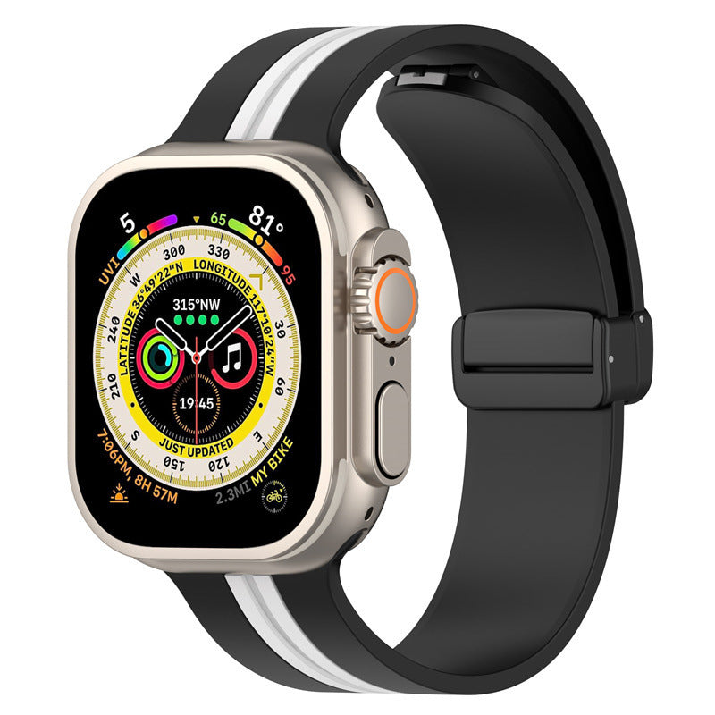 Magnetic Buckle Striped Two-tone
