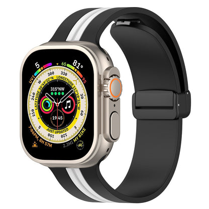 Magnetic Buckle Striped Two-tone