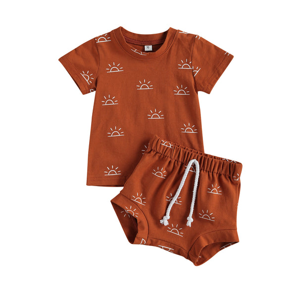 Kids Sun Print T-Shirt & Shorts Set