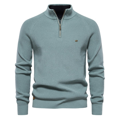 Men's Zipper Stand Collar Knitted Sweater