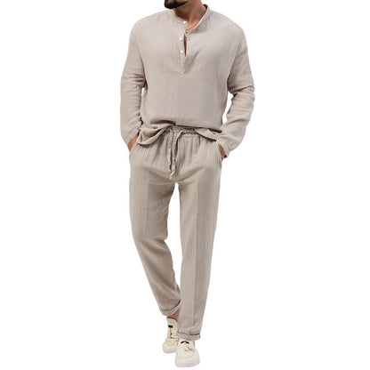 Casual T-shirt Long Sleeve Shirt Trousers Suit