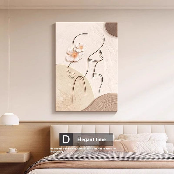 Peinture décorative murale à personnage abstrait au trait, style crème
