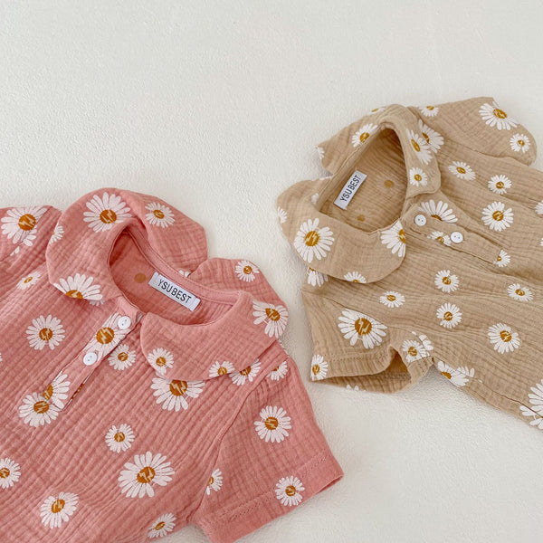 Baby Girl Doll-Collar Short-Sleeve Set