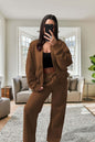 Survêtement molletonné bomber oversize pour femme - Veste zippée et pantalon large