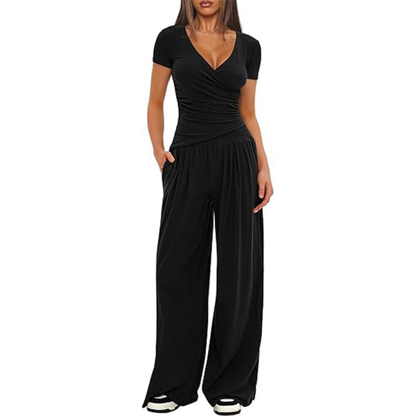 Ensemble Sportswear Femme Manches Courtes & Pantalon Large