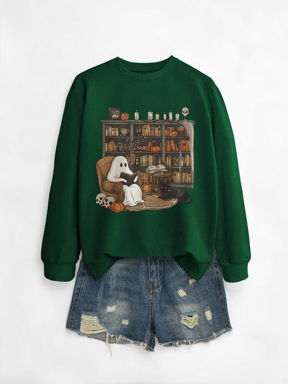 Womens Bookshelf Ghost Sweater