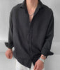 Solid-color Casual All-match Button-up Top For Men
