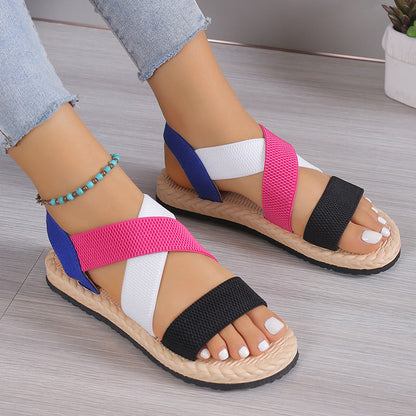 Chaussures Romaines Plates Étudiants Fond Souple Grande Taille Croisées