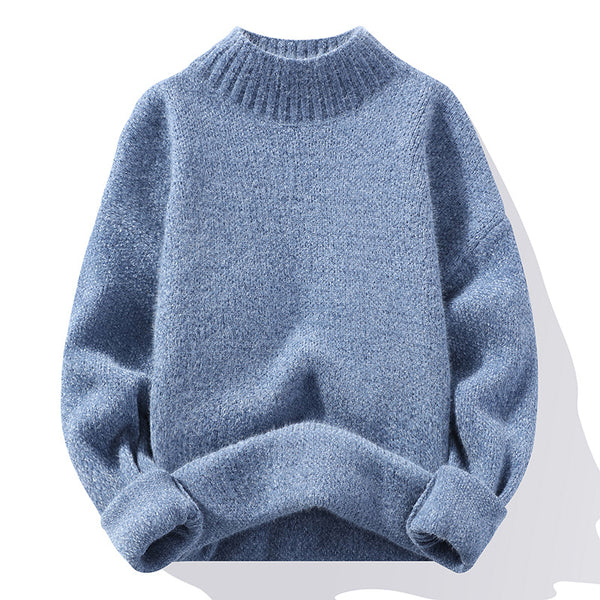 Fashionable Casual Solid-Color Crew-Neck Loose Knitted Pullover Sweater