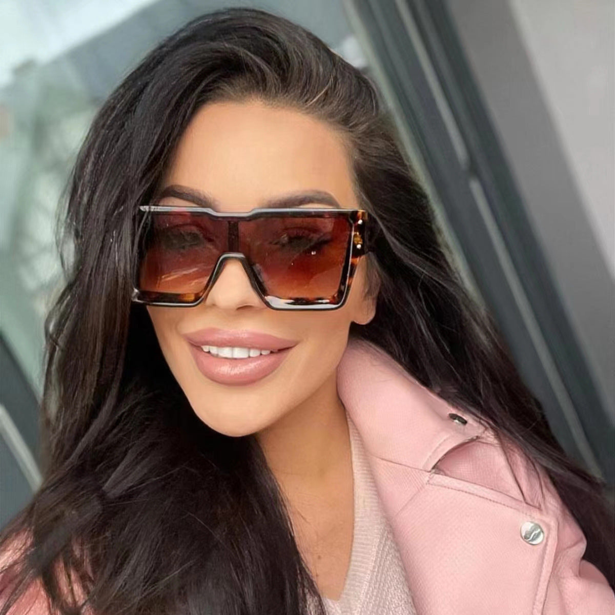 Nouvelles lunettes de soleil personnalisées à grande monture européennes et américaines, lentille monobloc, style INS, lunettes de sport