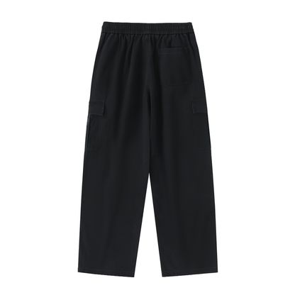 Drawstring Waist Straight-Leg Cargo Pants 300GSM