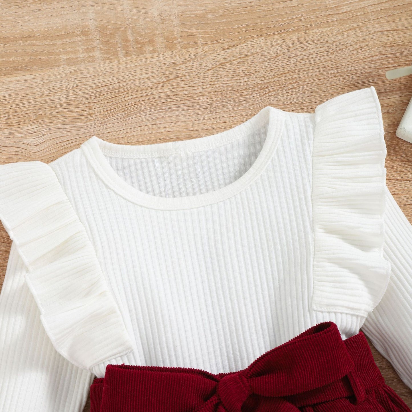 Girls Lace Long-sleeved Corduroy Suit