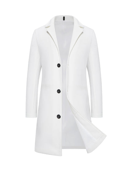 Men's Woolen Slim-fit Trench Coat
