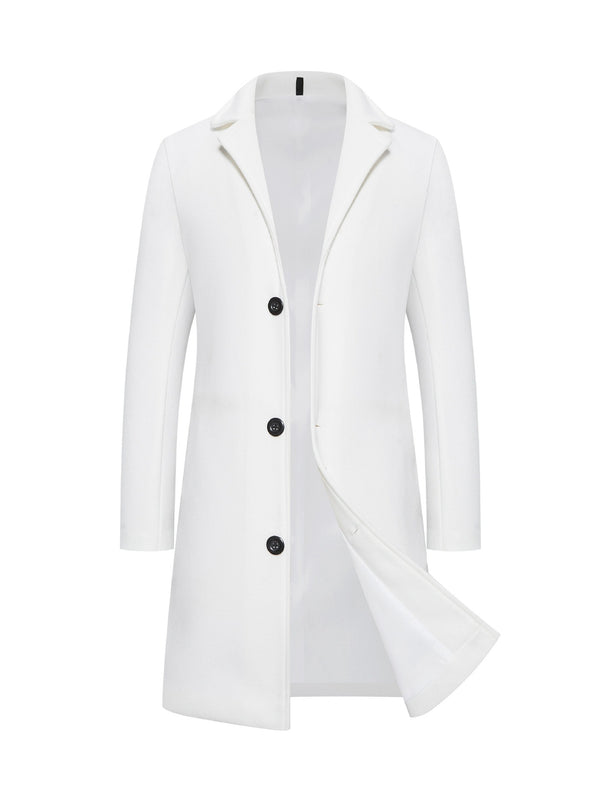 Men's Woolen Slim-Fit Trench Coat