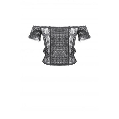 Dark in Love Ophelia Lace Off-Shoulder Gothic Top in Black