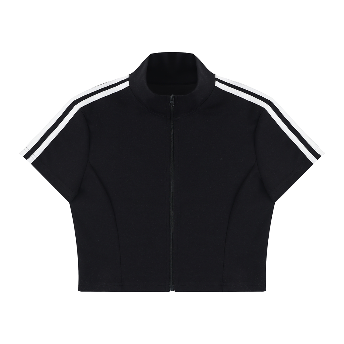 Women's Cropped Full Zip Short Sleeve T-Shirt 220GSM