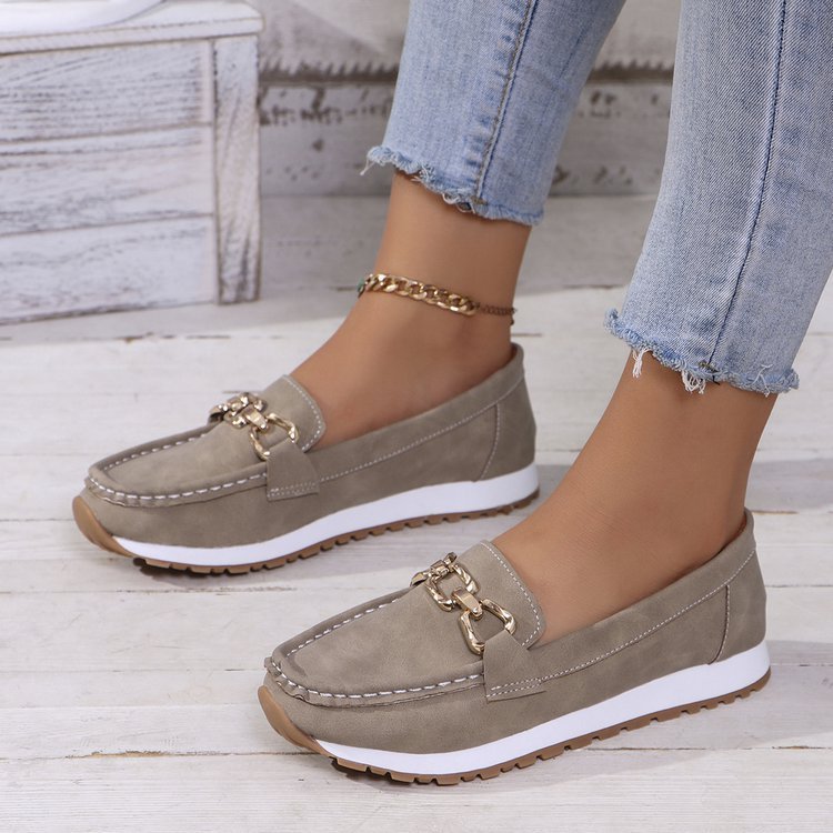 Chaussures décontractées pour femmes à plateforme à enfiler et bout rond, style mode