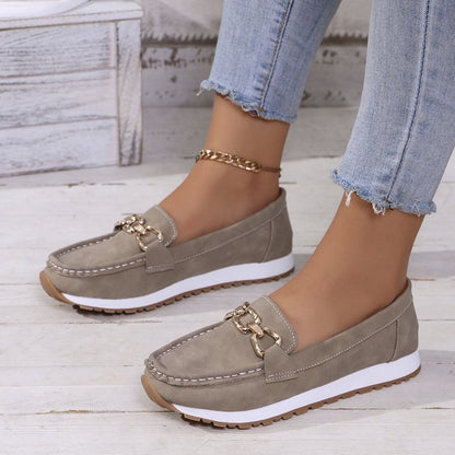 Chaussures décontractées pour femmes à plateforme à enfiler et bout rond, style mode