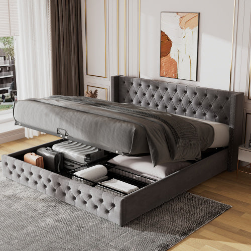 150 × 200 cm Velvet Storage Bed