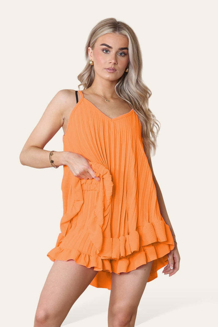 Cami Pleated Frill Hem Set