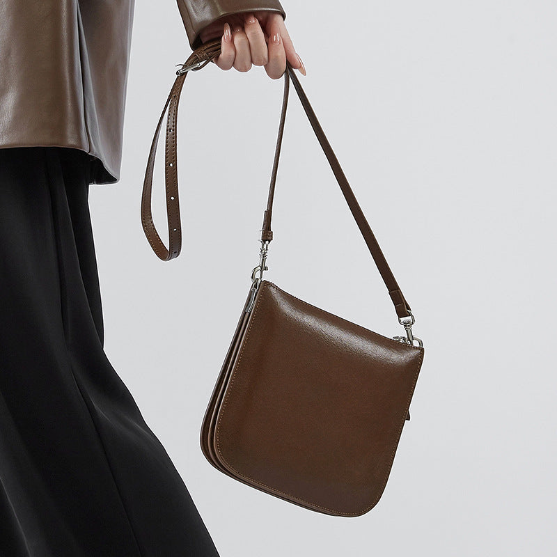 Women's Bucket Underarm Bag - Genuine Leather Hobo