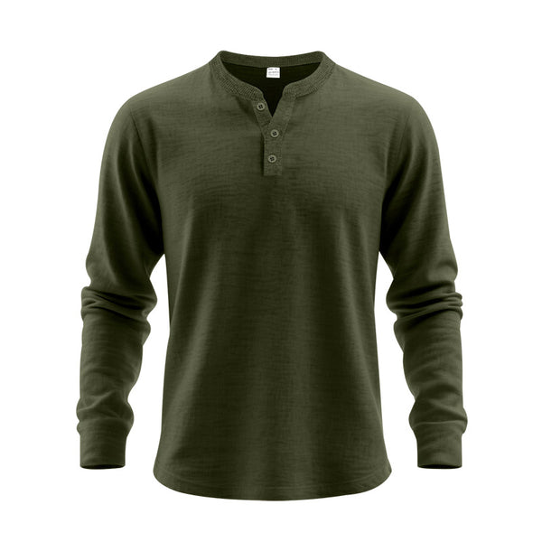 Chemise Henley ample à manches longues pour hommes