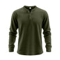 Mens Casual Loose-fit Long-sleeve Henley Shirt