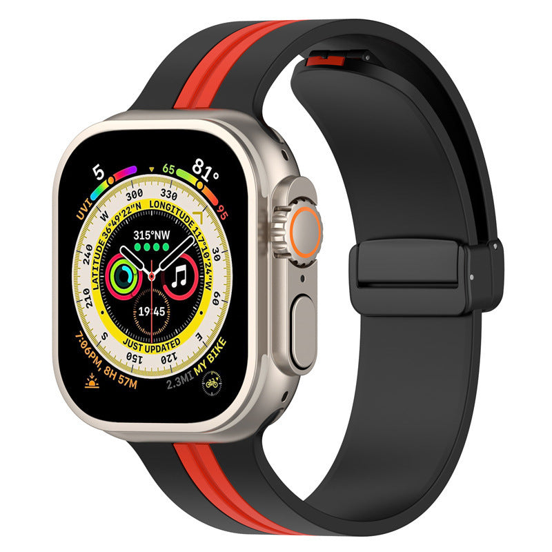 Magnetic Buckle Striped Two-tone
