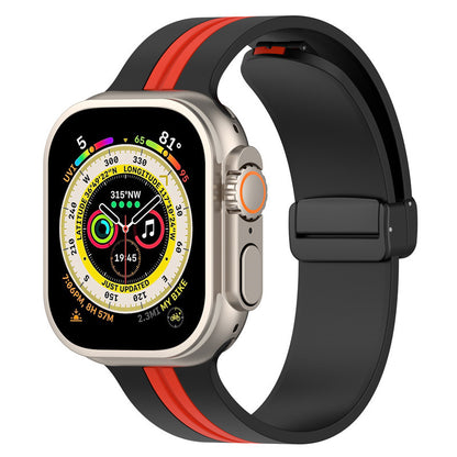 Magnetic Buckle Striped Two-tone