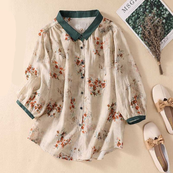 Women's Cotton-Linen Printed Shirt