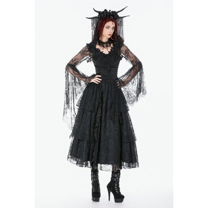Dark In Love Gothic Deep-V Lace Bell Sleeve Cape