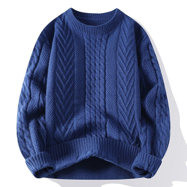European And American Multicolor Cable-knit Sweater