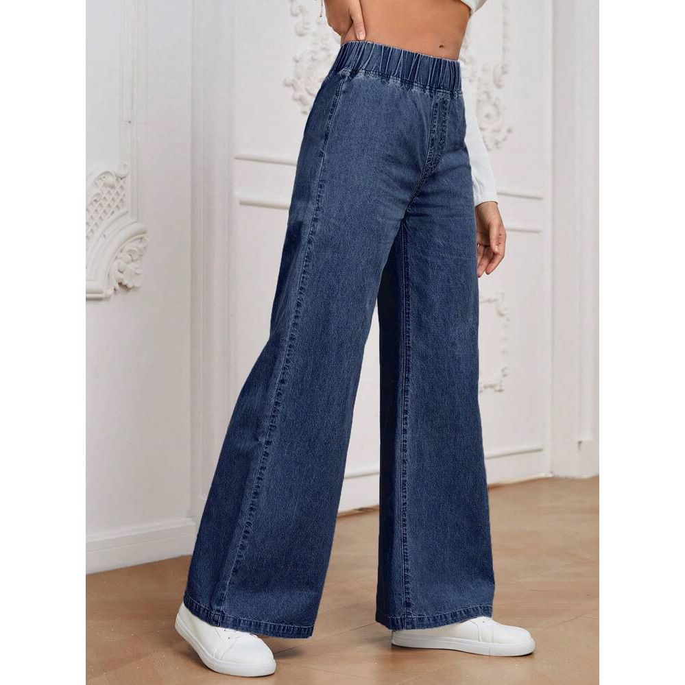 Women's Wide Leg Straight Denim Jeans | Mid-Rise Street Style