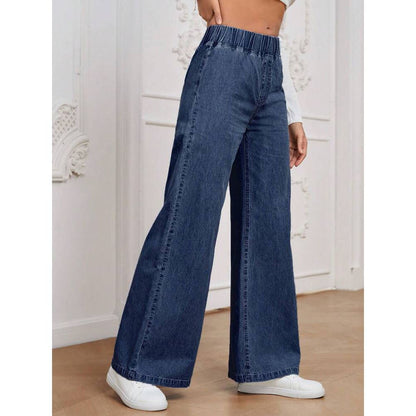 Women's Wide Leg Straight Denim Jeans | Mid-Rise Street Style