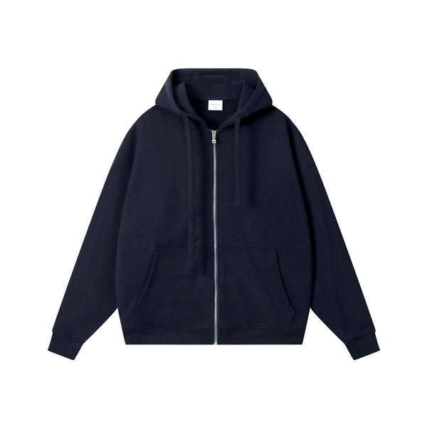 Loose Cotton Zip-Up Hoodie