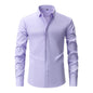 Full Elastic Force Natural Color Button Men's Plus Size Shirt
