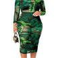 Print Sheer High Neck Pencil Dress for Women