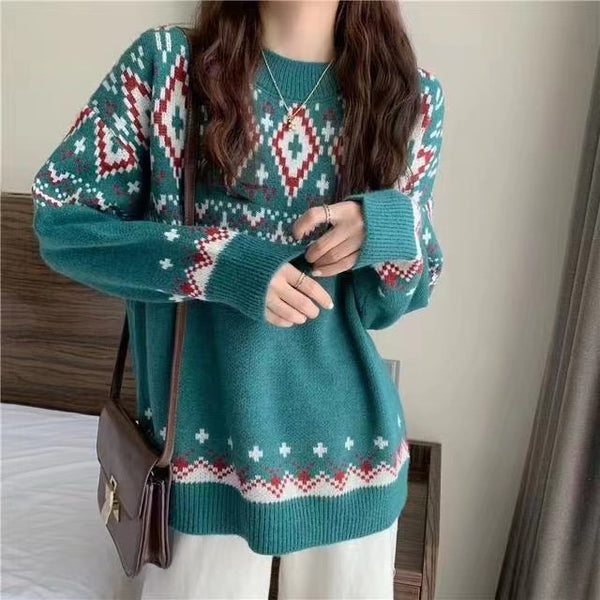 Womens Loose Pullover Christmas Sweater - Stuffs & Savers