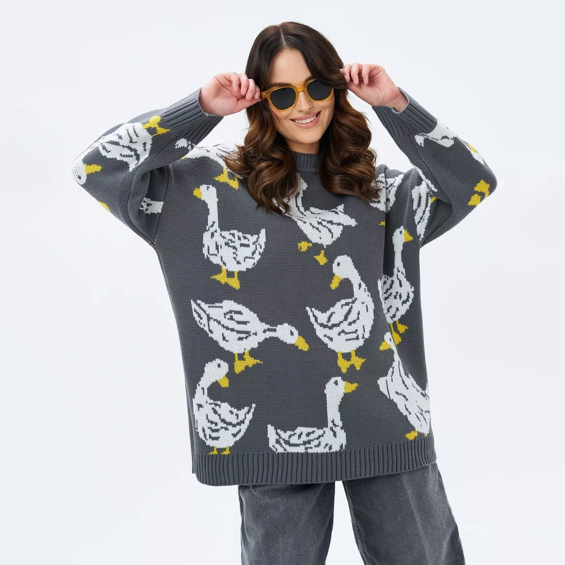 Fashion Personality Duck Print Sweater For Women