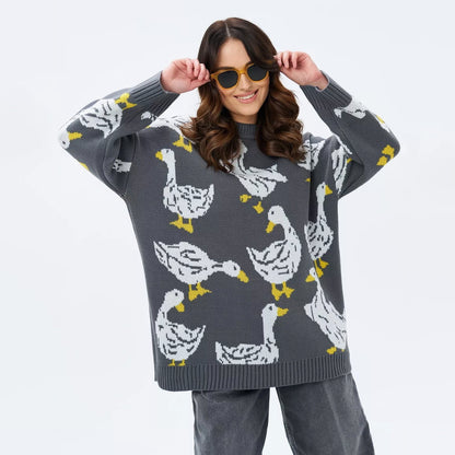 Fashion Personality Duck Print Sweater For Women