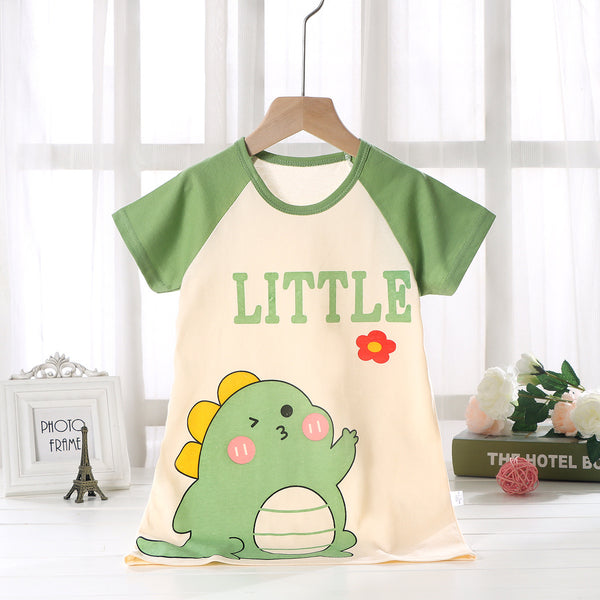 Chemise de nuit pour fille en pur coton, fine, d'été, pour la maison