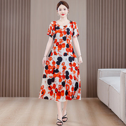 Women's Short Sleeve Cotton Floral Dress