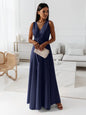 V-neck Sleeveless Dress With Belt Summer Fashion Party Club Evening Maxi Dresses For Women Clothing