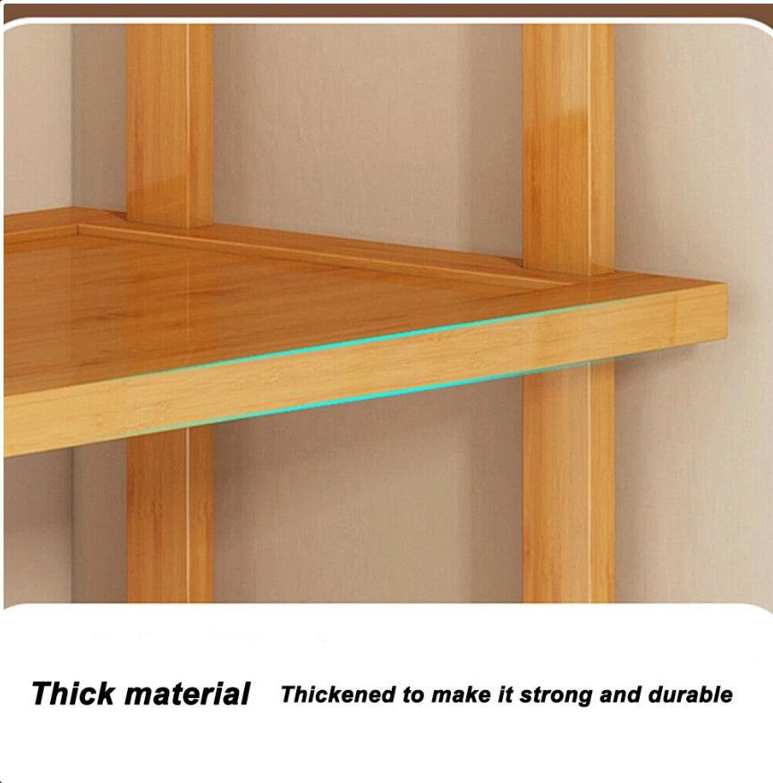 6-Tier Bamboo Shoe Rack - Vertical Space Saving Shoe Organizer Corner Shelf UK