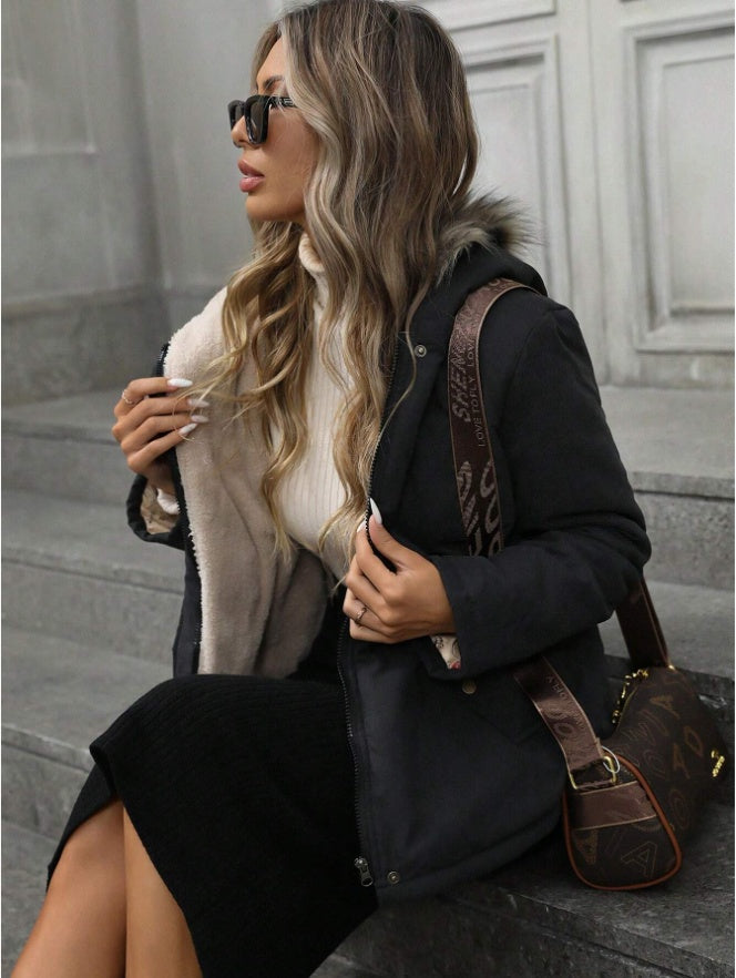 Aveloria Hooded Cinched Waist Casual Parka