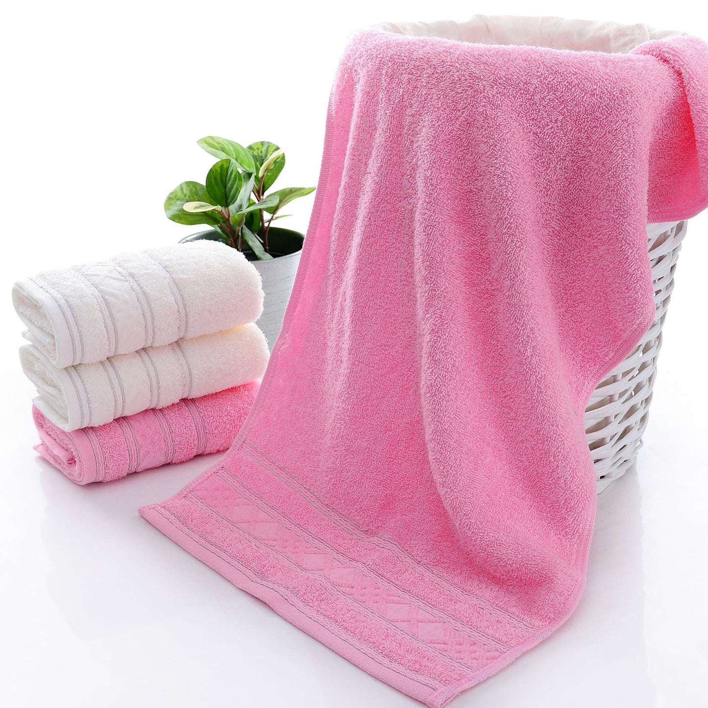 Pure Cotton Towel Soft And Highly Absorbent Solid Color All-cotton With Embroidery