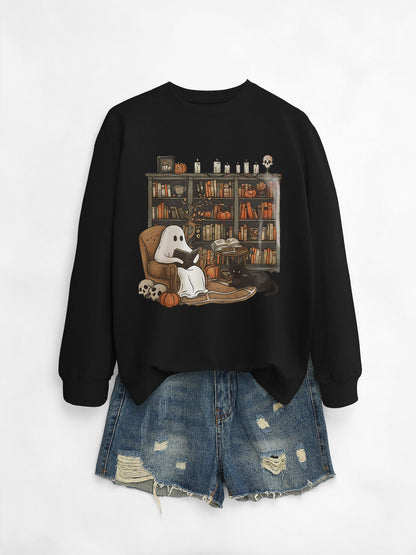 Womens Bookshelf Ghost Sweater