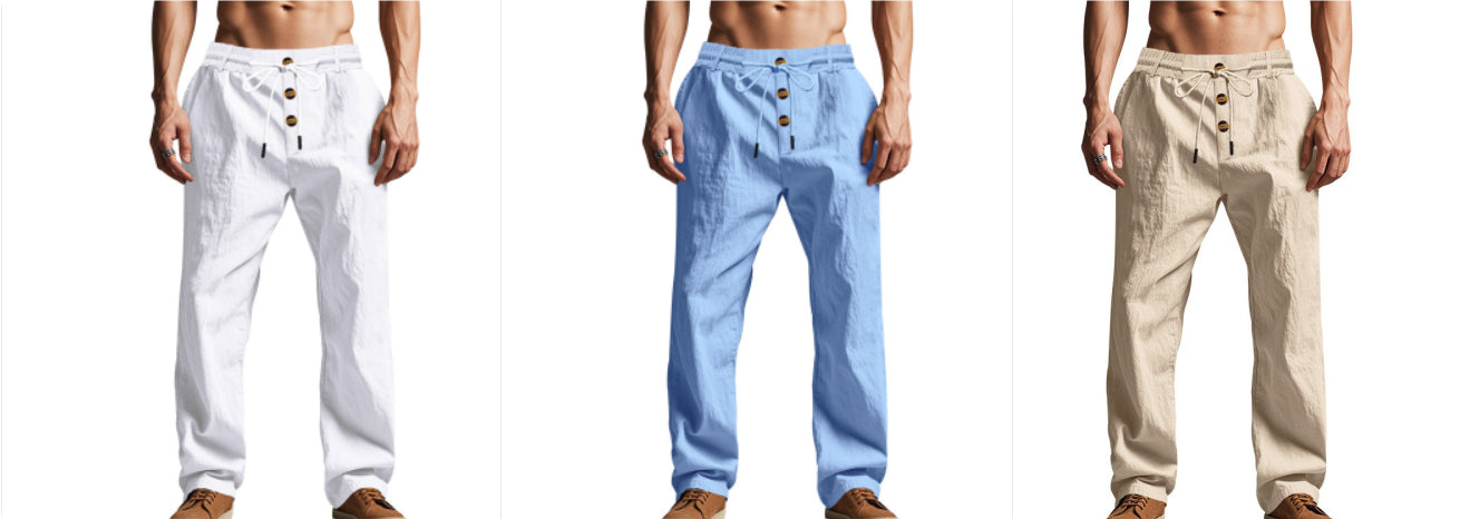 Men's Loose Fit Straight-Leg Casual Trousers | Breathable Summer Beach Pants
